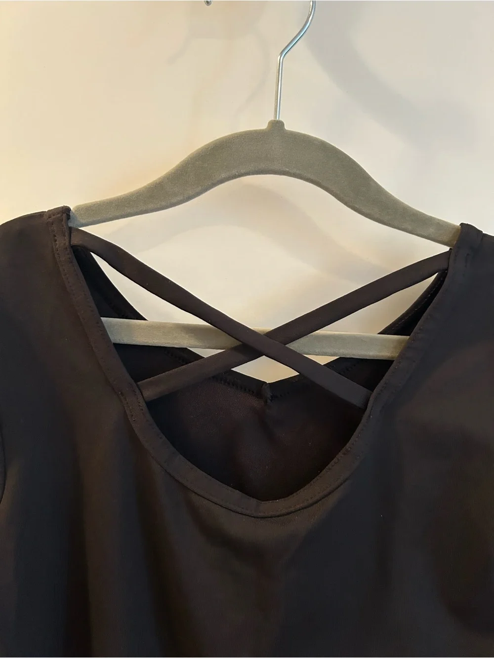 Danskin Now Black 3/4 Sleeve Dance Leotard with Crossing Back Straps - LG 10/12